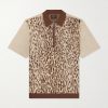 Leopard-Jacquard Cotton-Blend Half-Zip Polo Shirt Leopard-Jacquard Cotton-Blend Half-Zip Polo Shirt