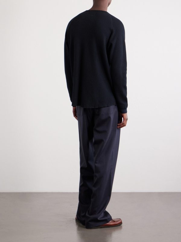 Thermal Waffle-Knit Cotton T-Shirt - BK Thermal Waffle-Knit Cotton T-Shirt - BK