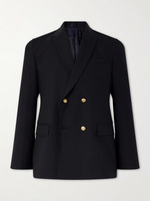 Double-Breasted Grain de Poudre Wool Blazer