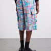 Beach Straight-Leg Patchwork Checked Cotton Cargo Shorts - BK