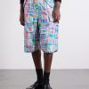 Beach Straight-Leg Patchwork Checked Cotton Cargo Shorts - FR
