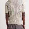 Cable-Knit Cotton Polo Shirt - BK Cable-Knit Cotton Polo Shirt - BK
