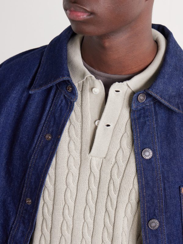 Cable-Knit Cotton Polo Shirt - CU Cable-Knit Cotton Polo Shirt - CU