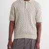 Cable-Knit Cotton Polo Shirt - FR Cable-Knit Cotton Polo Shirt - FR