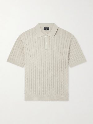 Cable-Knit Cotton Polo Shirt Cable-Knit Cotton Polo Shirt
