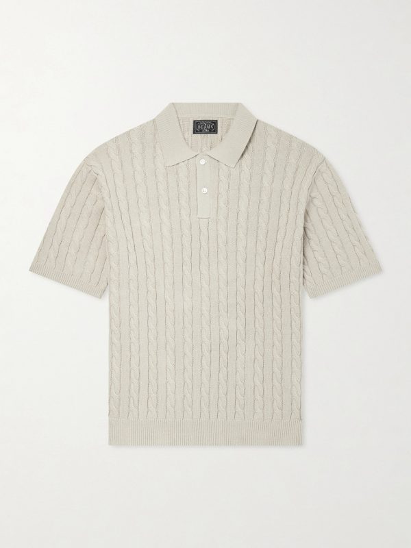 Cable-Knit Cotton Polo Shirt Cable-Knit Cotton Polo Shirt