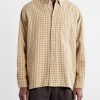 Button-Down Collar Checked Cotton Shirt - FR