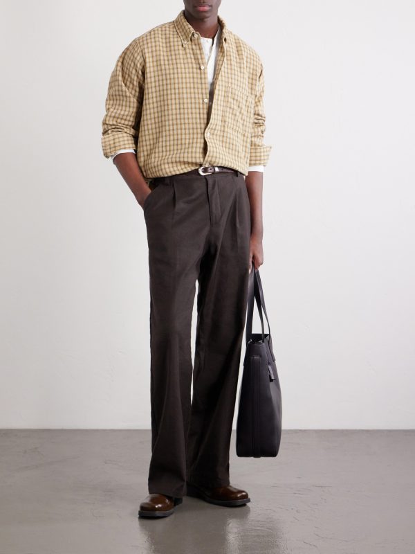 Button-Down Collar Checked Cotton Shirt - OU