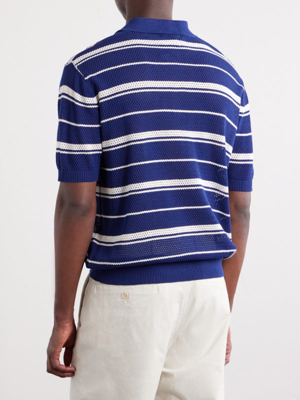 Striped Knitted Cotton Polo Shirt - BK