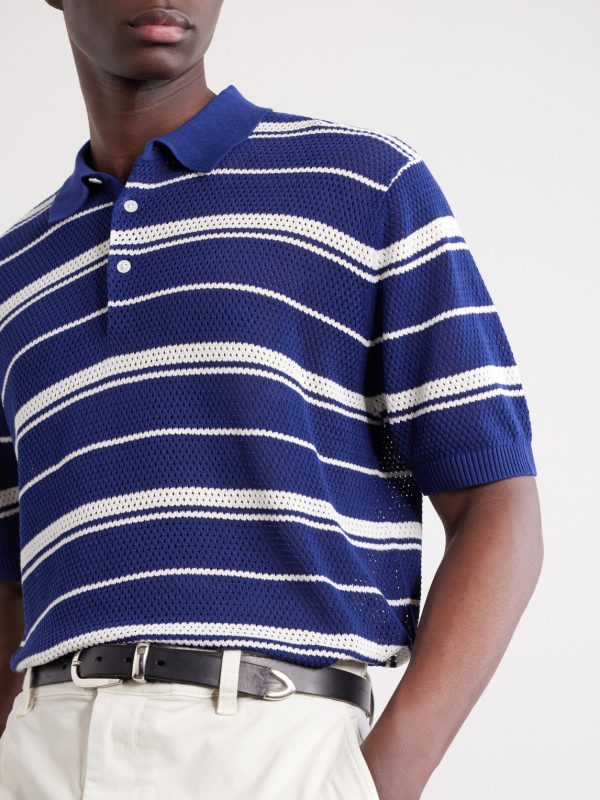 Striped Knitted Cotton Polo Shirt - CU