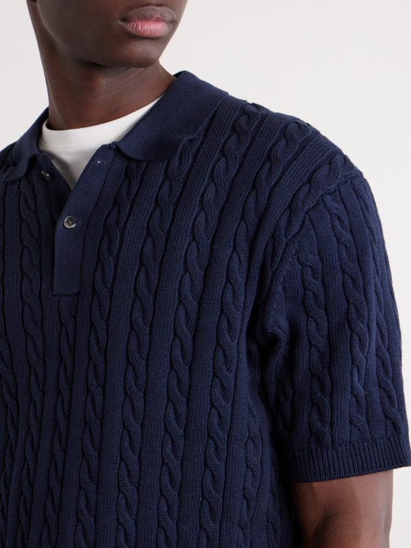 Cable-Knit Cotton Polo Shirt - CU Cable-Knit Cotton Polo Shirt - CU