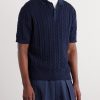 Cable-Knit Cotton Polo Shirt - FR Cable-Knit Cotton Polo Shirt - FR