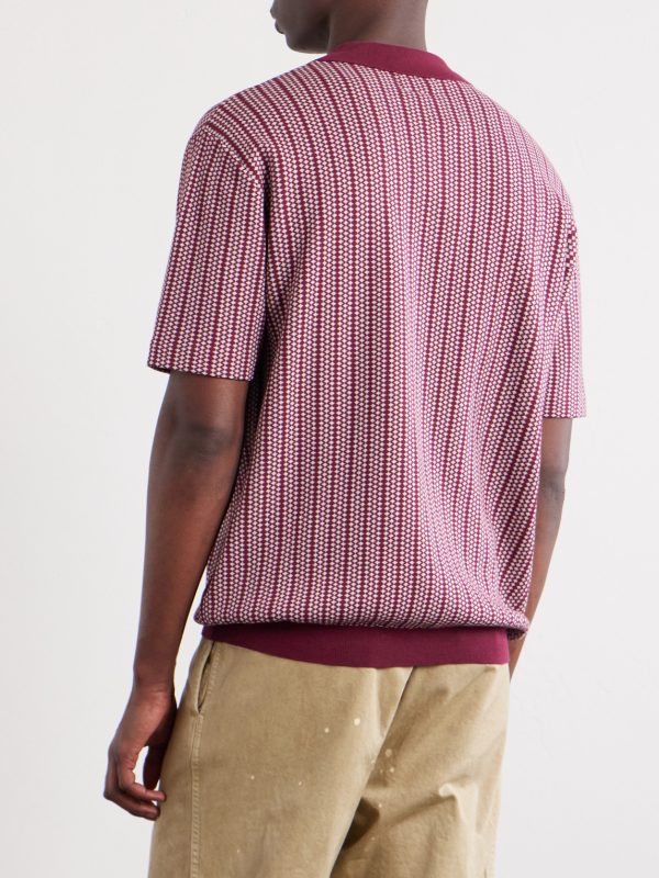 Jacquard-Knit Cotton Half-Zip Polo Shirt - BK Jacquard-Knit Cotton Half-Zip Polo Shirt - BK