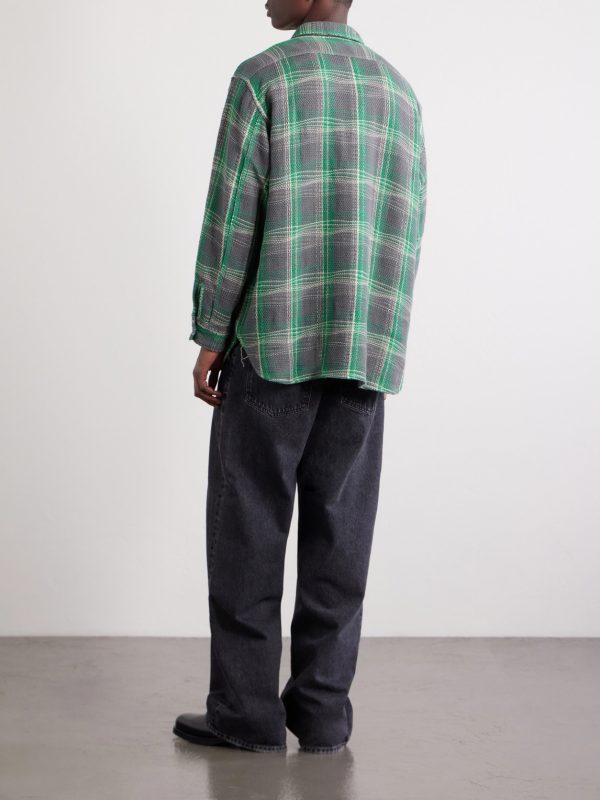 Checked Waffle-Knit Cotton Shirt - BK Checked Waffle-Knit Cotton Shirt - BK