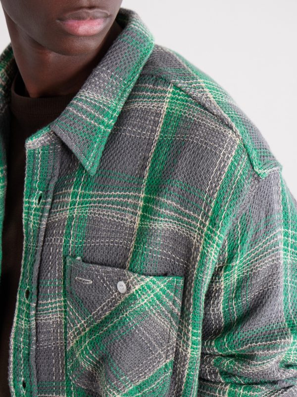 Checked Waffle-Knit Cotton Shirt - CU Checked Waffle-Knit Cotton Shirt - CU