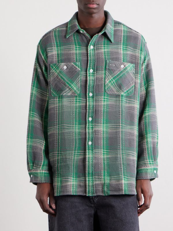 Checked Waffle-Knit Cotton Shirt - FR Checked Waffle-Knit Cotton Shirt - FR