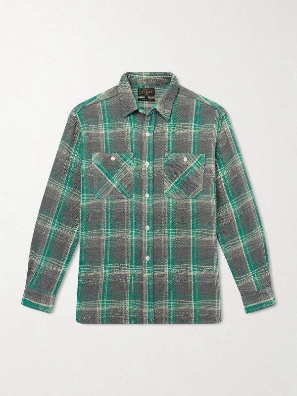 Checked Waffle-Knit Cotton Shirt Checked Waffle-Knit Cotton Shirt