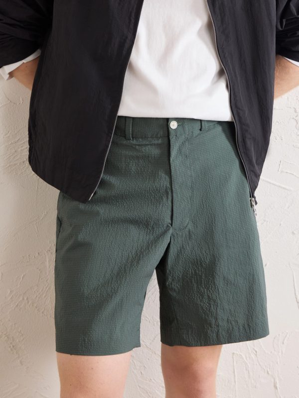 Straight-Leg Checked Seersucker Shorts - E1 Straight-Leg Checked Seersucker Shorts - E1