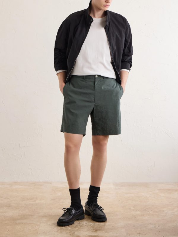 Straight-Leg Checked Seersucker Shorts - OU Straight-Leg Checked Seersucker Shorts - OU