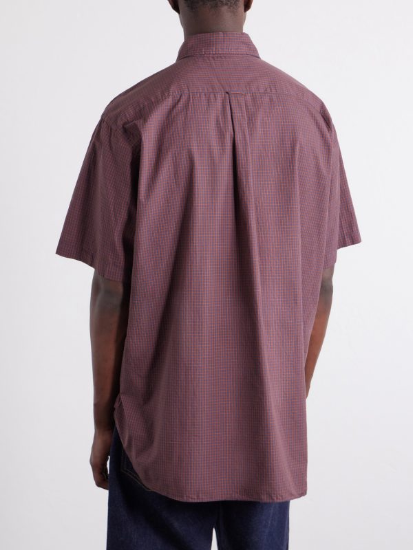 Button-Down Collar Checked Cotton Shirt - BK