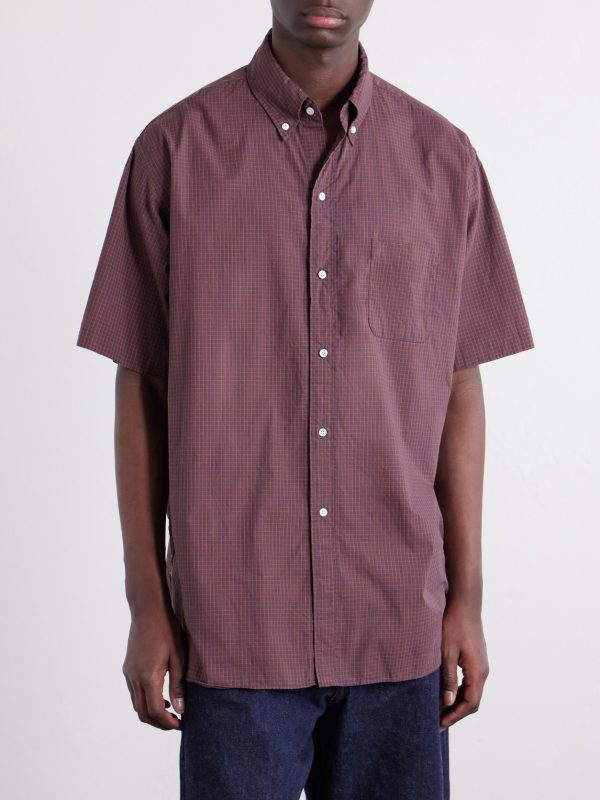 Button-Down Collar Checked Cotton Shirt - FR
