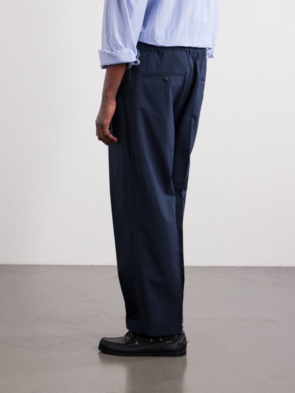 Straight-Leg Pleated Seersucker Suit Trousers - BK