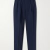 Straight-Leg Pleated Seersucker Suit Trousers