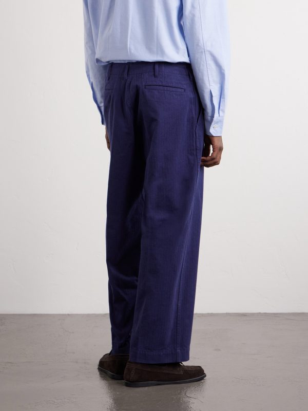 Straight-Leg Herringbone Cotton Trousers - BK