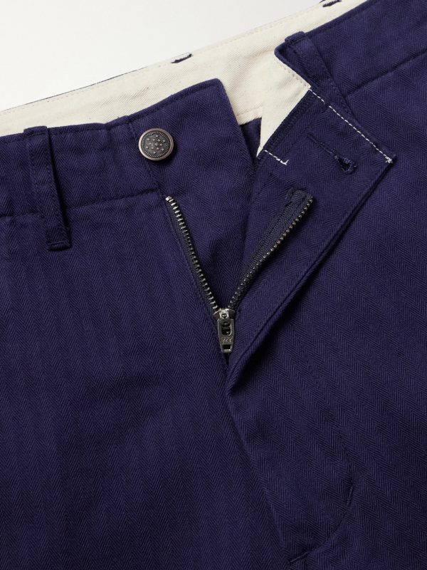 Straight-Leg Herringbone Cotton Trousers - CU