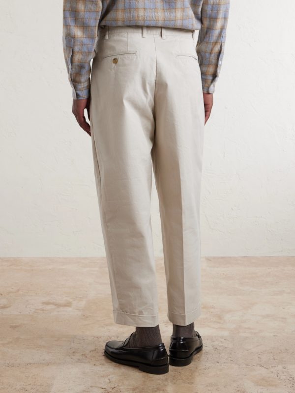 Tapered Pleated Cotton-Blend Twill Trousers - BK