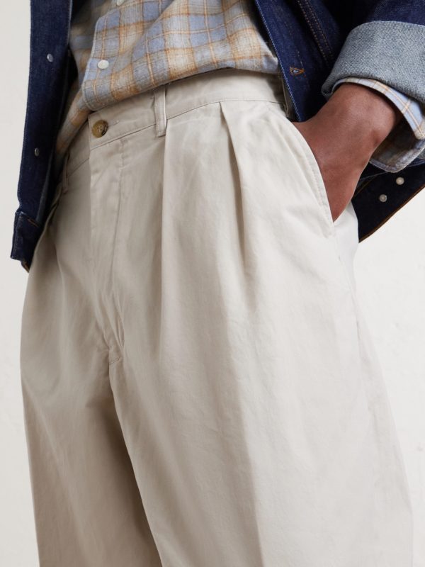 Tapered Pleated Cotton-Blend Twill Trousers - CU