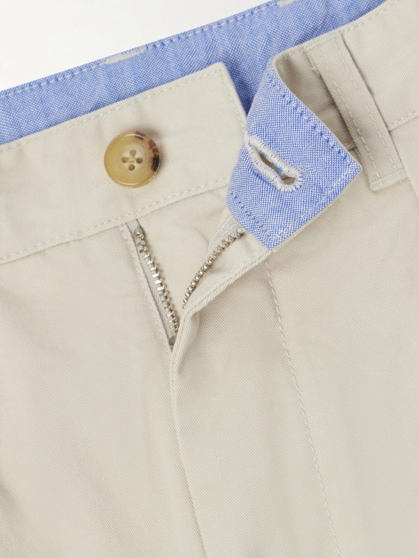 Tapered Pleated Cotton-Blend Twill Trousers - E1
