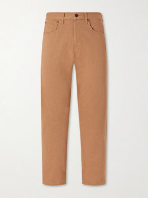 Straight-Leg Piqué Cotton Trousers