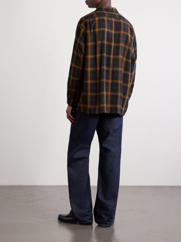 Convertible-Collar Checked Woven Shirt - BK