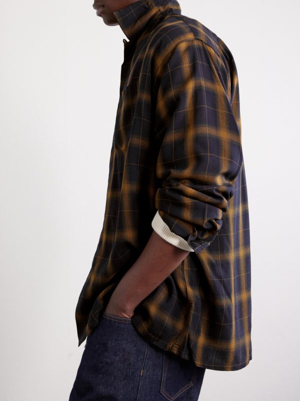 Convertible-Collar Checked Woven Shirt - CU