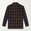 Convertible-Collar Checked Woven Shirt