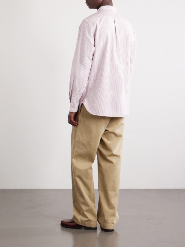 Button-Down Collar Striped Cotton Shirt - BK