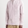 Button-Down Collar Striped Cotton Shirt - FR