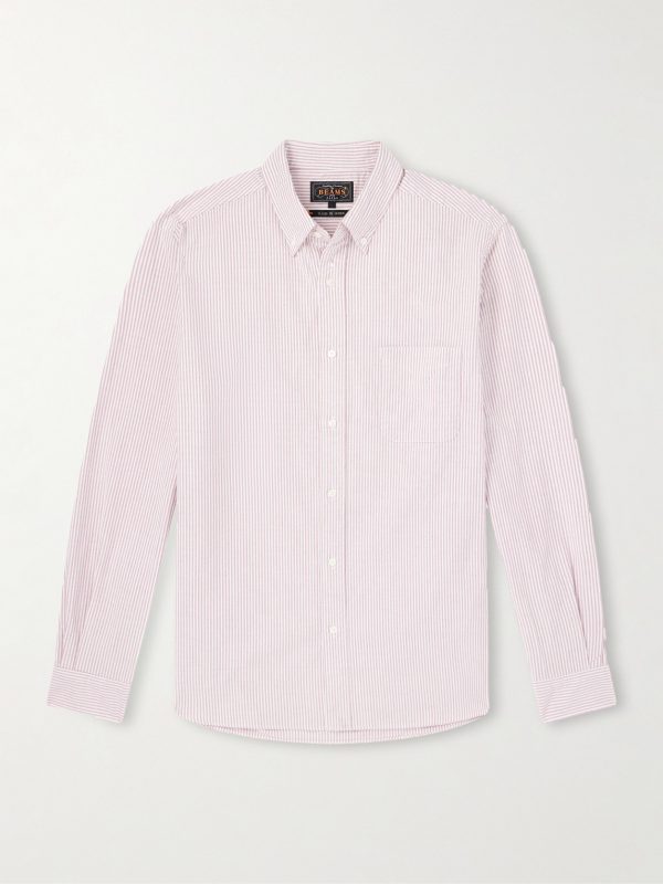 Button-Down Collar Striped Cotton Shirt