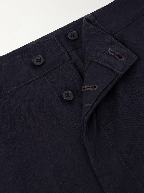 Buckleback Straight-Leg Cotton-Gabardine Suit Trousers - E1