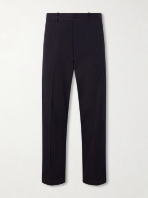 Buckleback Straight-Leg Cotton-Gabardine Suit Trousers