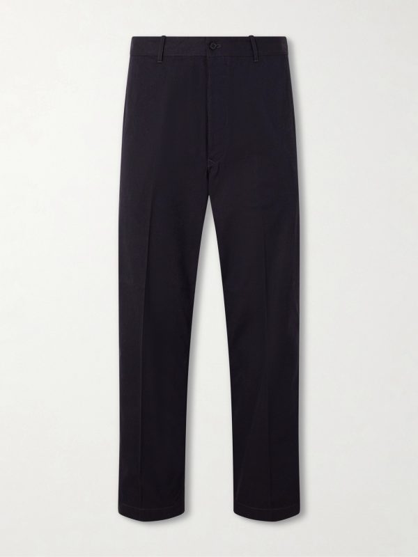 Buckleback Straight-Leg Cotton-Gabardine Suit Trousers