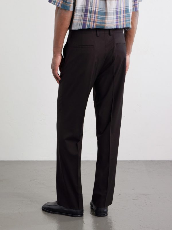 Straight-Leg Wool-Poplin Trousers - BK Straight-Leg Wool-Poplin Trousers - BK