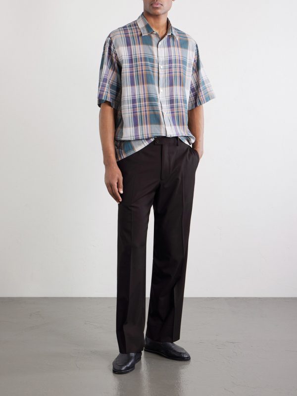 Straight-Leg Wool-Poplin Trousers - OU Straight-Leg Wool-Poplin Trousers - OU