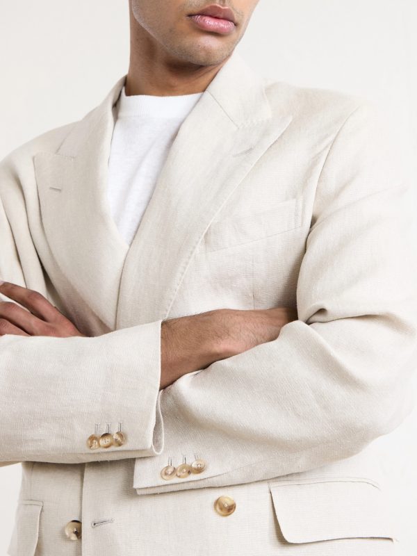 Double-Breasted Linen and Silk-Blend Jacket - CU