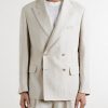 Double-Breasted Linen and Silk-Blend Jacket - FR