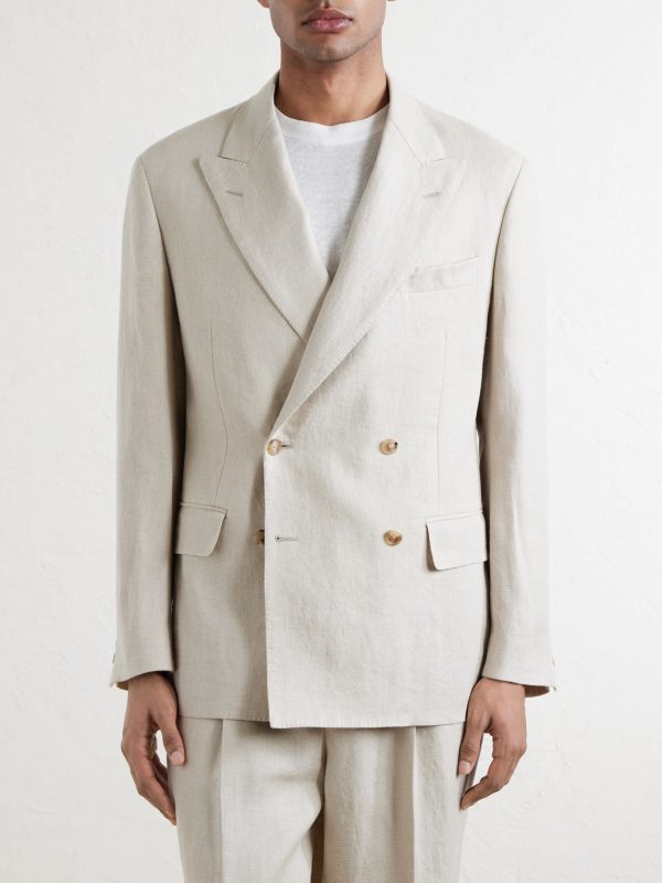 Double-Breasted Linen and Silk-Blend Jacket - FR