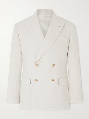 Double-Breasted Linen and Silk-Blend Jacket Double-Breasted Linen and Silk-Blend Jacket