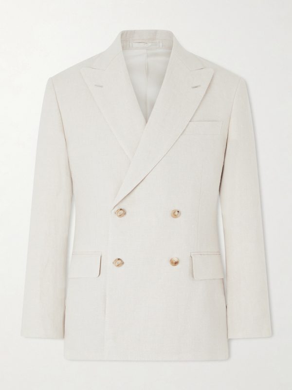 Double-Breasted Linen and Silk-Blend Jacket