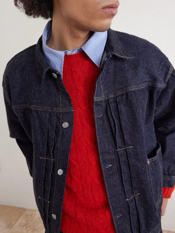 Pleated Selvedge Denim Jacket - CU